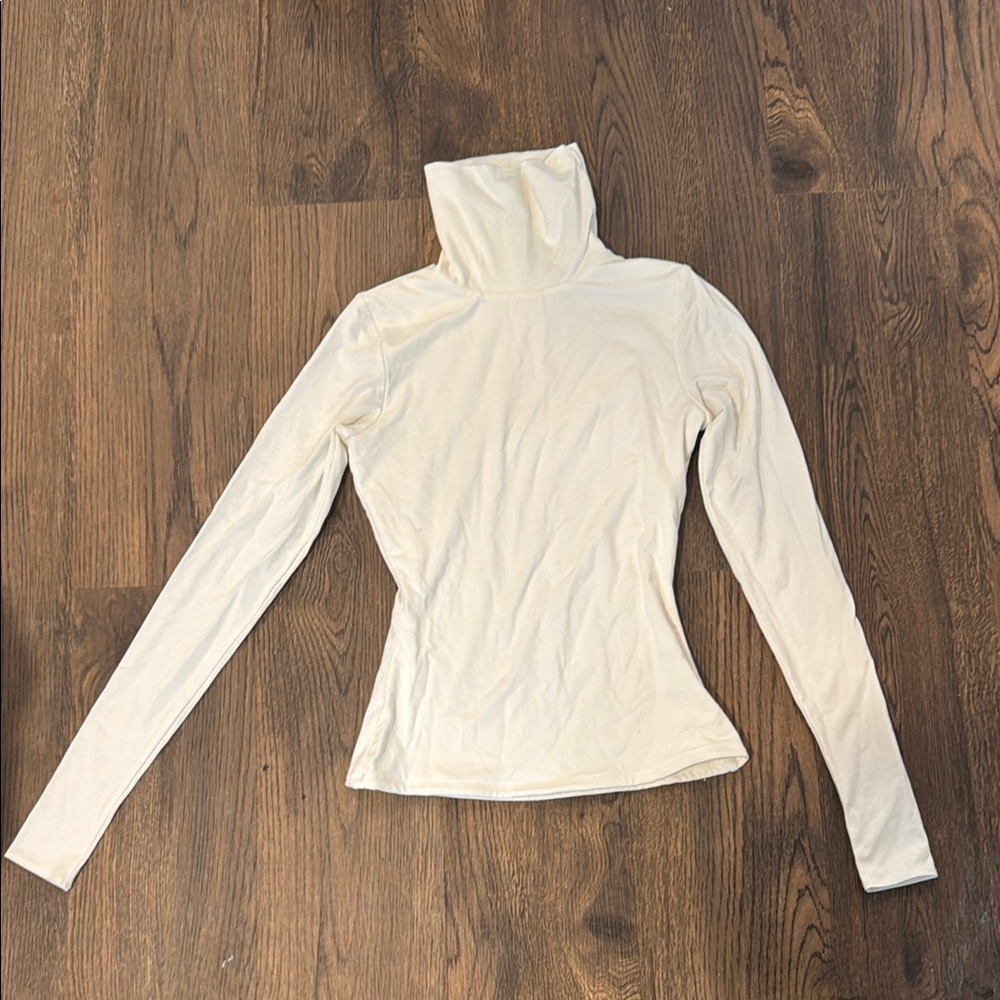 Naked Wardrobe Cream Turtleneck Women's Top XS